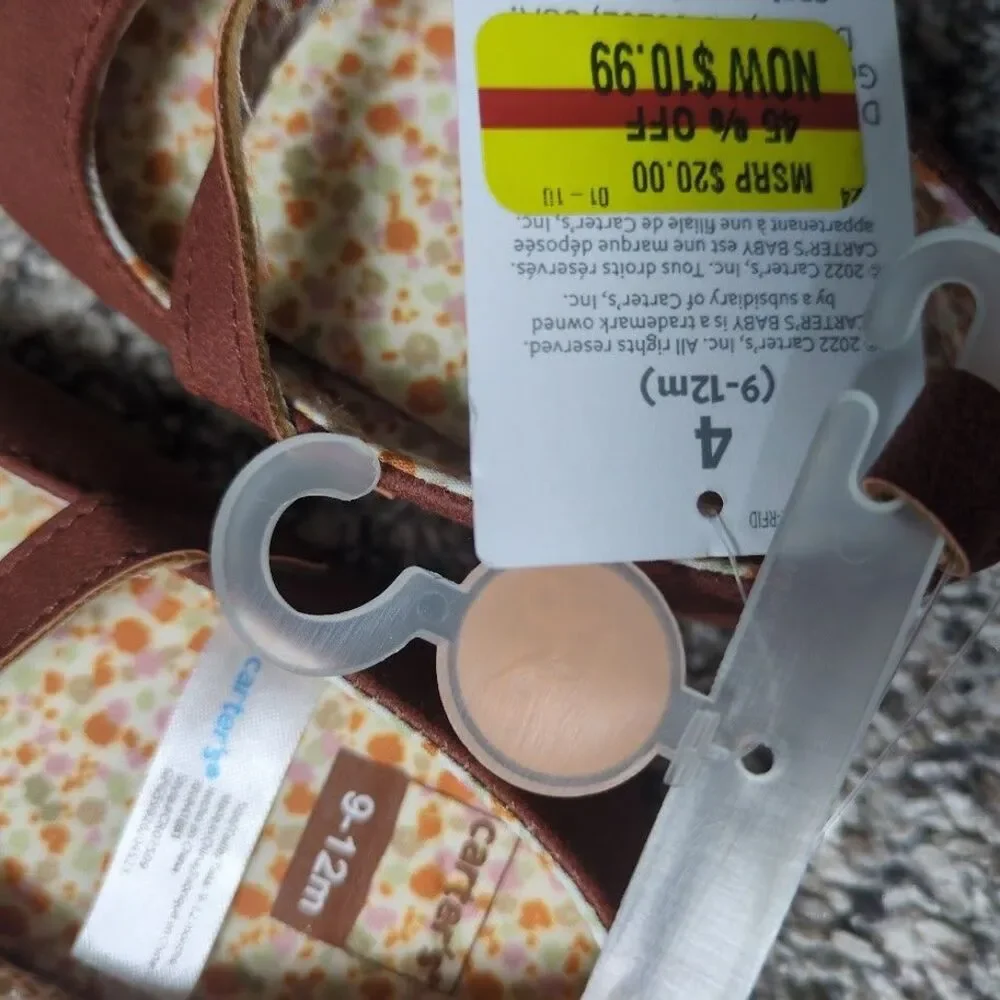 NEW Carter's Baby Girl Size 9-12 Months Shoes Brown Strap Soft Bottom Mary Jane